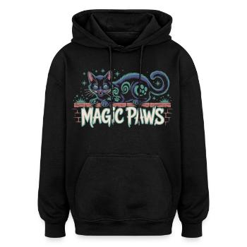 Verzauberte Katzenmagie Design - Oversized Unisex Hoodie - Schwarz - Vorne - Noah (186cm)
