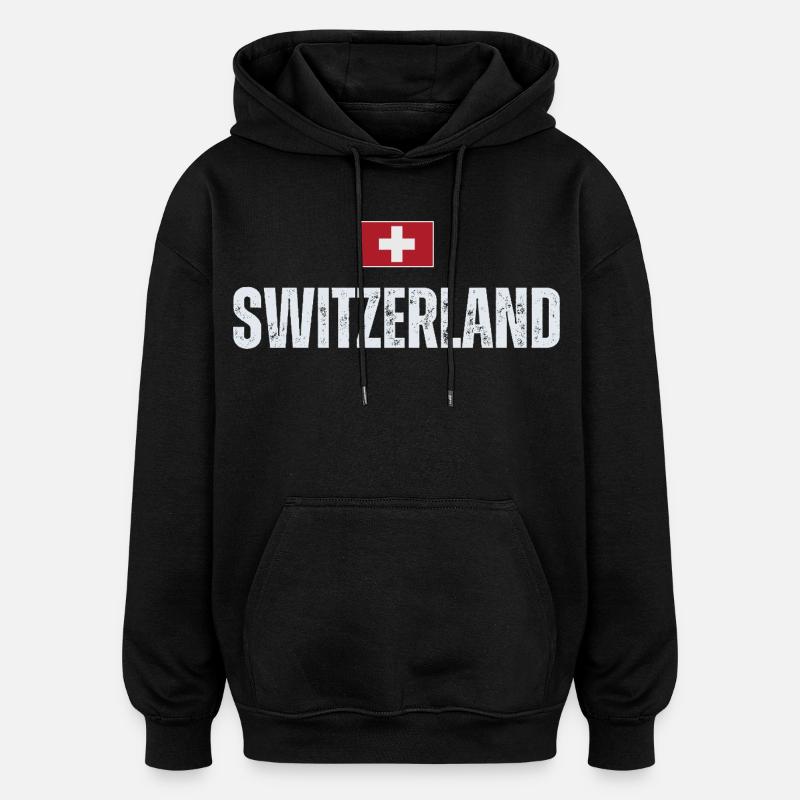 J’aime la Suisse, patriote suisse - Sweat à capuche oversize unisexe - noir
