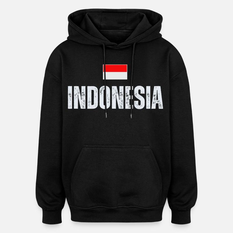Drapeau indonésien, patriote indonésien - Sweat à capuche oversize unisexe - noir
