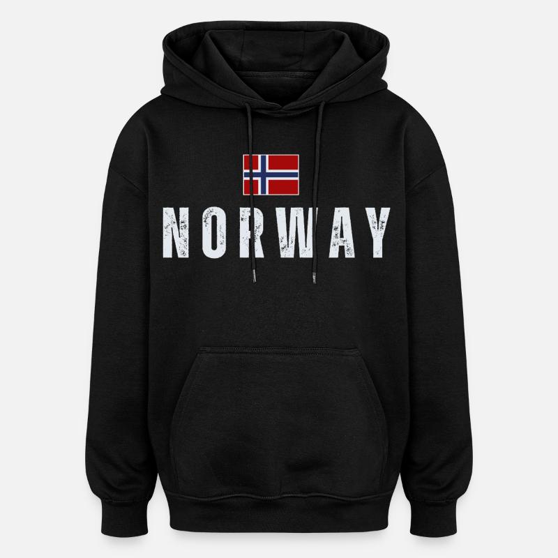 Drapeau norvégien, patriote norvégien - Sweat à capuche oversize unisexe - noir