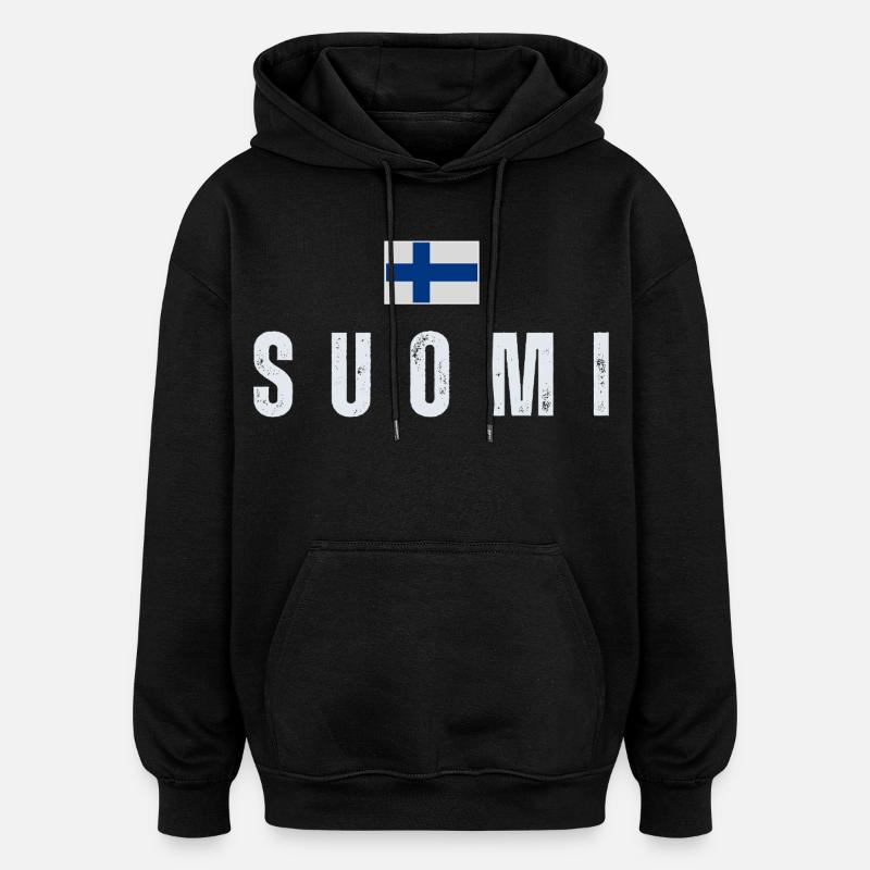 Fierté finlandaise, fabriquée en Finlande - Sweat à capuche oversize unisexe - noir
