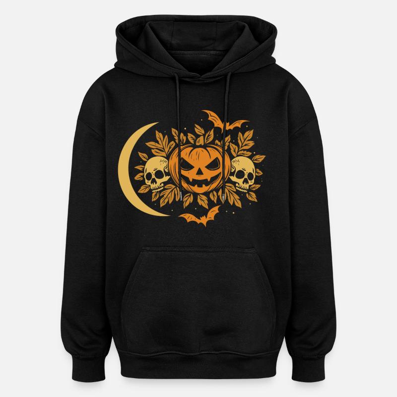Halloween græskar med kranier og måne - Oversize unisex hoodie - sort