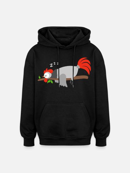 Good Night Rooster Design Shirt - Oversized Unisex Hoodie - black