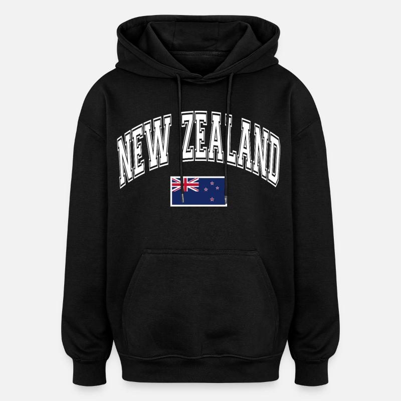Drapeau de la Nouvelle-Zélande - Sweat à capuche oversize unisexe - noir