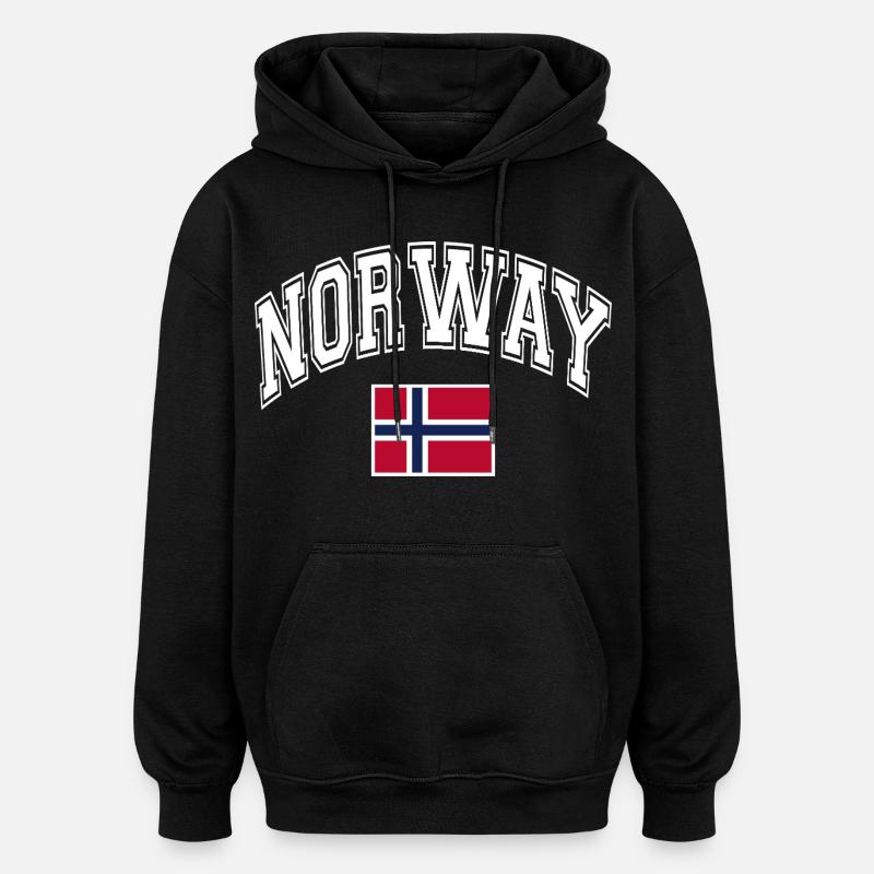 Drapeau de la Norvège - Sweat à capuche oversize unisexe - noir