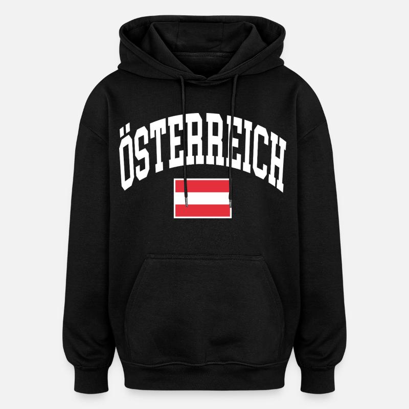 Drapeau de l’Autriche - Sweat à capuche oversize unisexe - noir