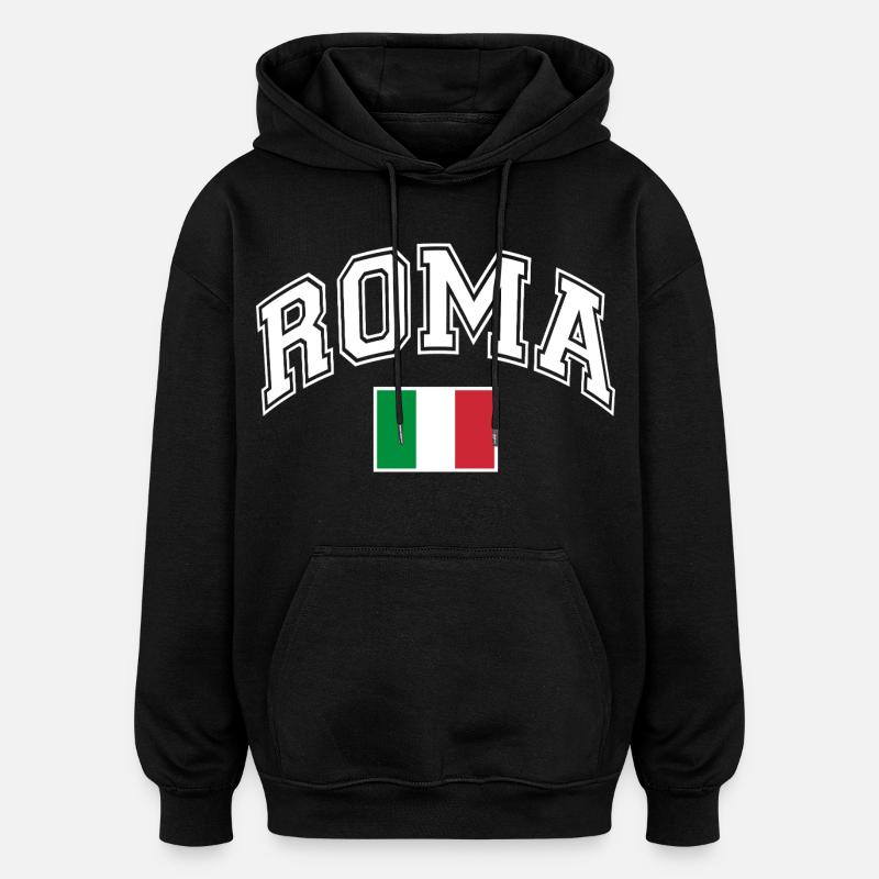 Drapeau de Rome, Rome, Italie - Sweat à capuche oversize unisexe - noir