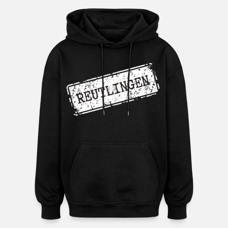 Reutlingen - Sweat à capuche oversize unisexe - noir