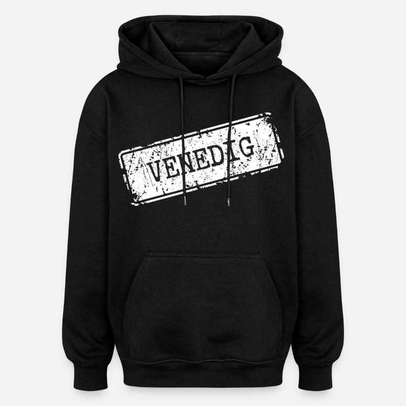 Venise - Sweat à capuche oversize unisexe - noir