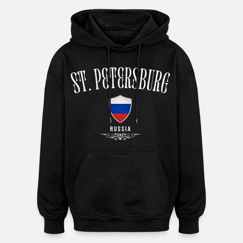 J’aime Saint-Pétersbourg, Saint-Pétersbourg Russie - Sweat à capuche oversize unisexe - noir