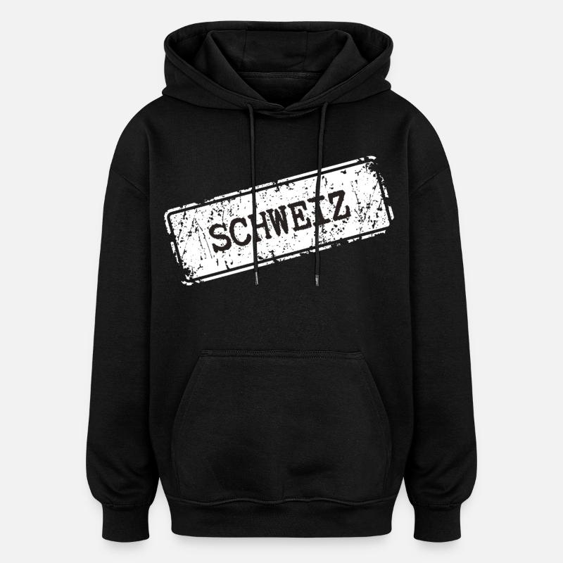 Schweiz Stempel Design - Oversized Unisex Hoodie - Schwarz