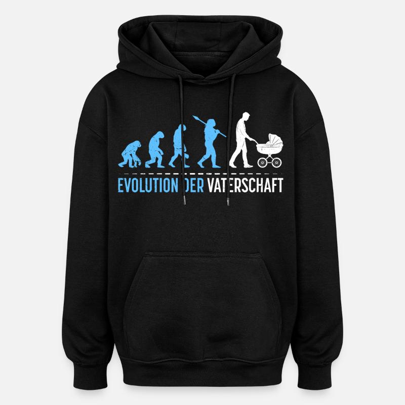 Werdender Vater EVOLUTION DER VATERSCHAFT Lustig - Oversized Unisex Hoodie - Schwarz