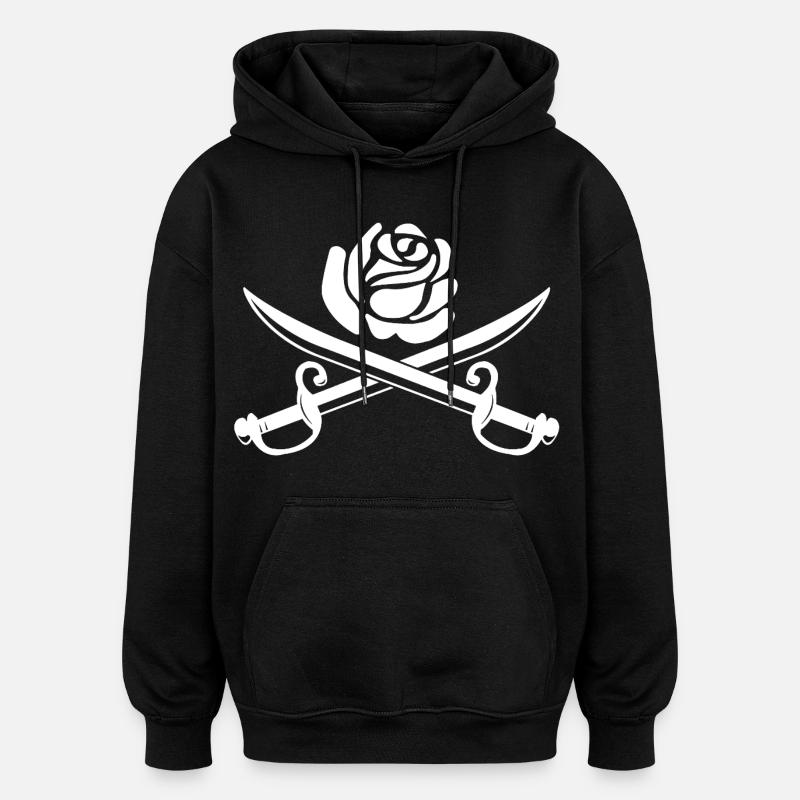 Fleur blanche et épées croisées - Sweat à capuche oversize unisexe - noir