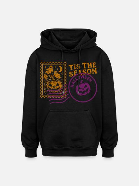 Scary Halloween pumpkin with ghosts - Oversized Unisex Hoodie - black