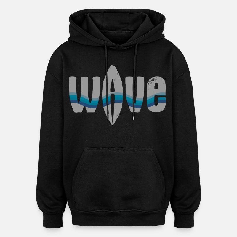 Vagues de mer Surfer Design - Sweat à capuche oversize unisexe - noir