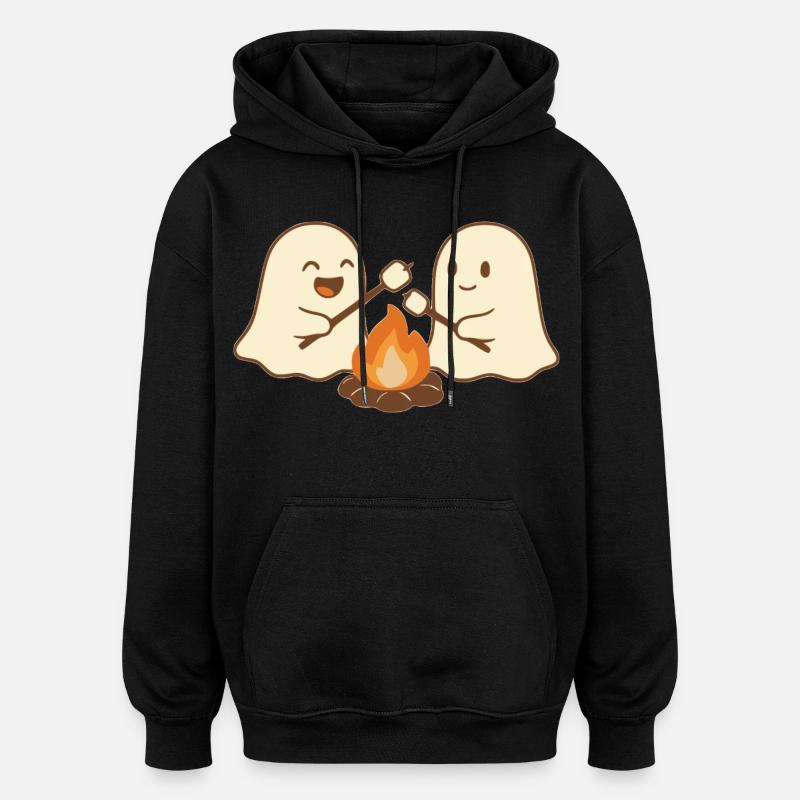 Camp de feu fantôme Halloween - Sweat à capuche oversize unisexe - noir
