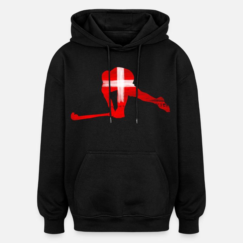 Hokej Szwajcaria - Bluza z kapturem oversize typu unisex - czarny