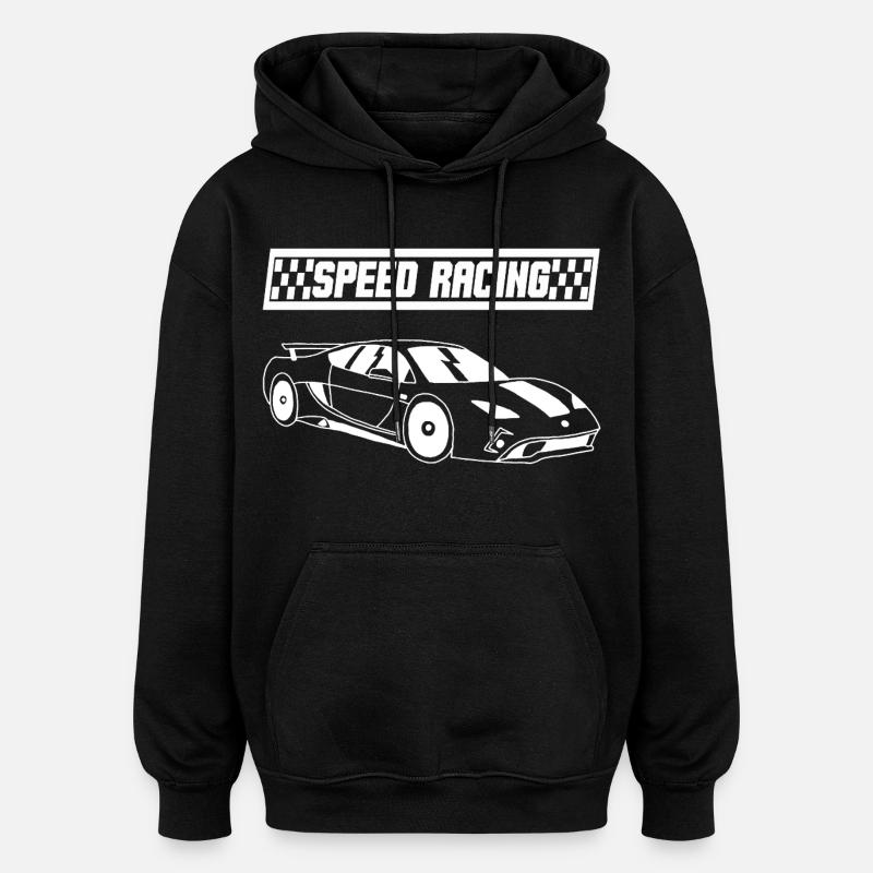 Voiture de course blanche - Sweat à capuche oversize unisexe - noir
