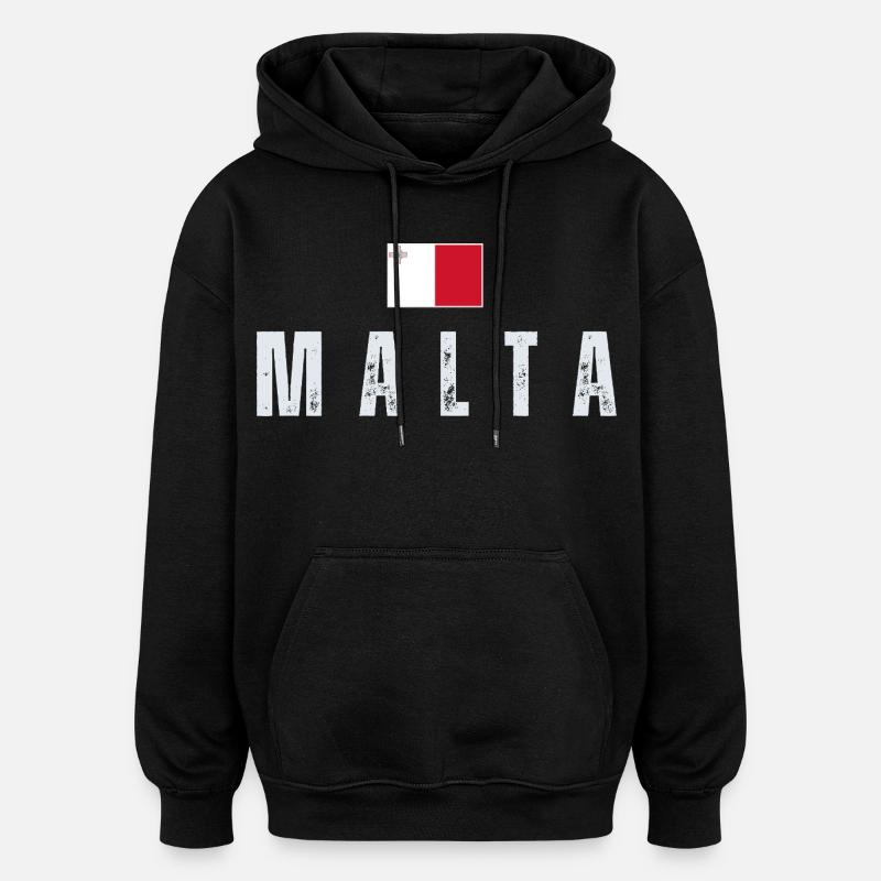 Drapeau de Malte, patriote maltais - Sweat à capuche oversize unisexe - noir
