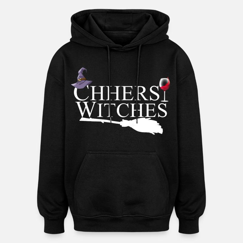 Cheers Sorcières, Vin, Halloween - Sweat à capuche oversize unisexe - noir