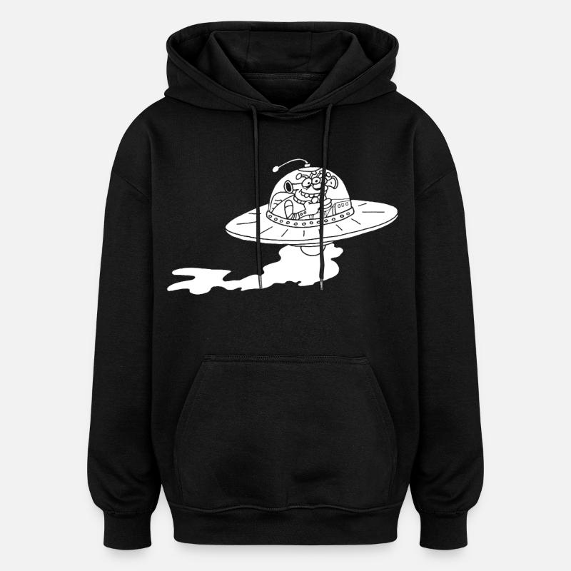 Vaisseau spatial extraterrestre (blanc) - Sweat à capuche oversize unisexe - noir