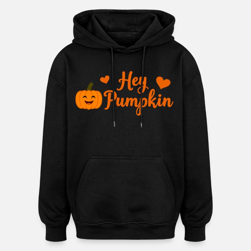 Hey citrouille mignon design d’automne - Sweat à capuche oversize unisexe - noir