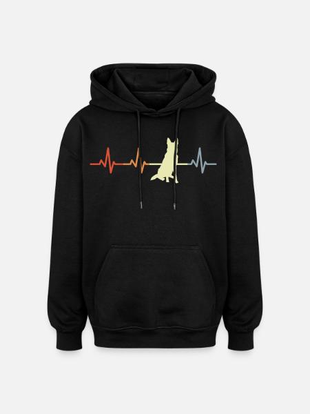German Shepherd heartbeat - Oversized Unisex Hoodie - black