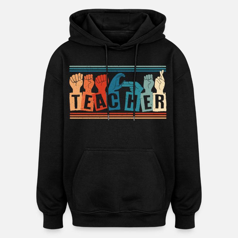 ASL Dolmetscher Gebärdensprache - Oversized Unisex Hoodie - Schwarz