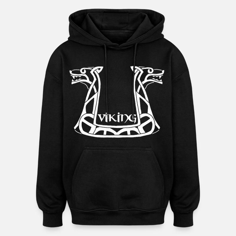 Weißer Wikinger-Drache - Oversized Unisex Hoodie - Schwarz