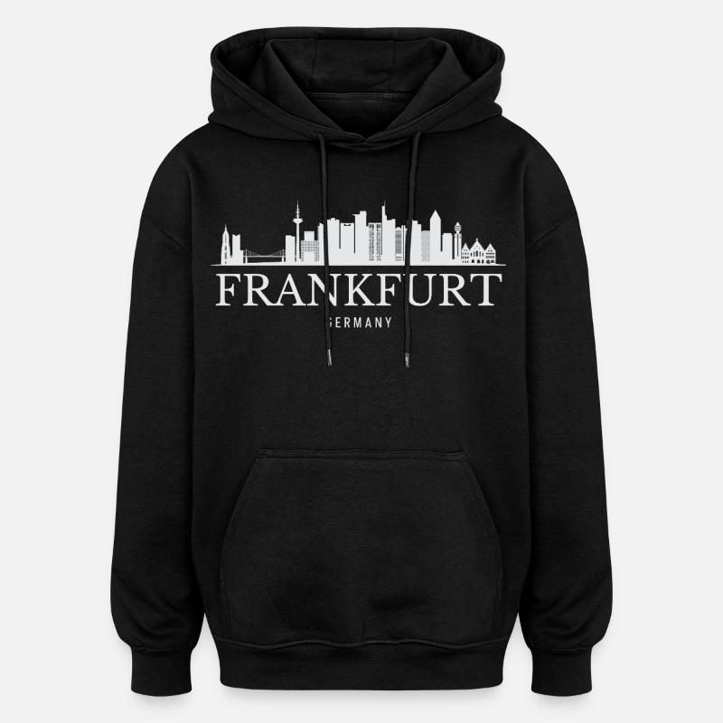 Frankfurt Skyline, Frankfurt Germany - Oversized Unisex Hoodie - black