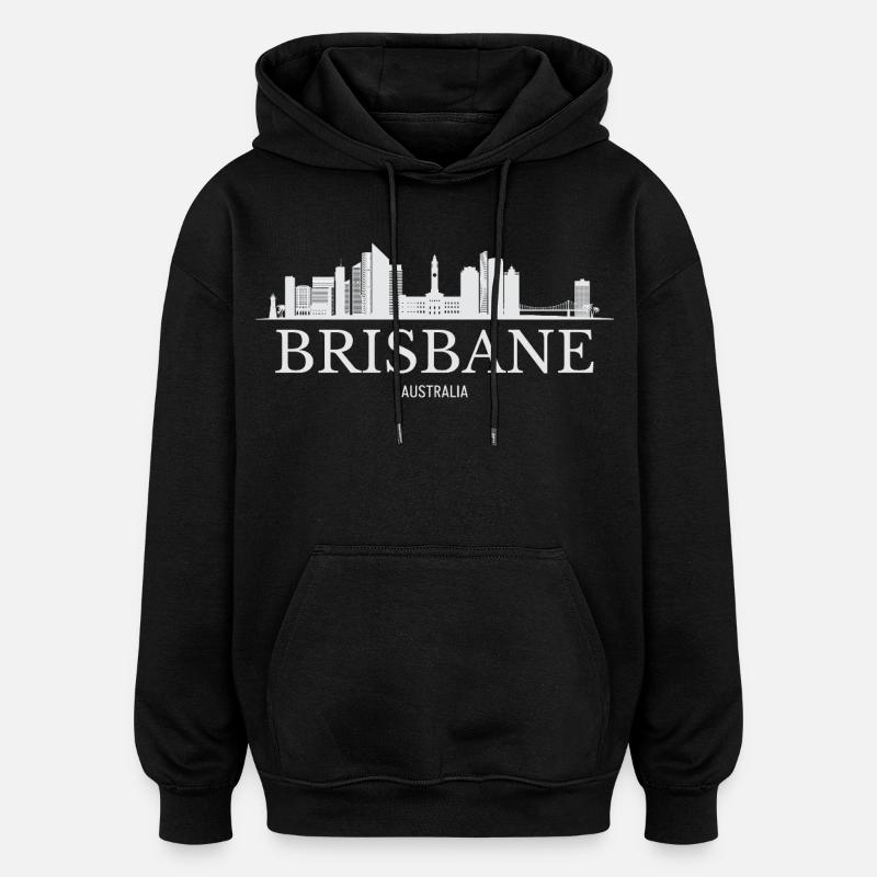 Brisbane Skyline, Brisbane Australie - Sweat à capuche oversize unisexe - noir