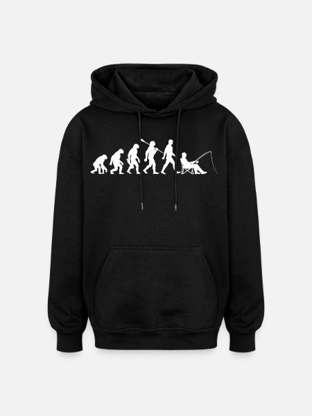 Evolution - Angler, Fishing Gift - Oversized Unisex Hoodie - black