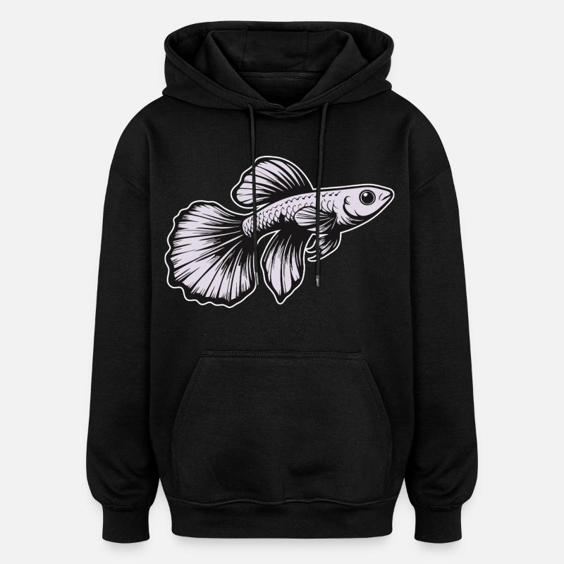 White Guppy Design – Poisson d’aquarium - Sweat à capuche oversize unisexe - noir
