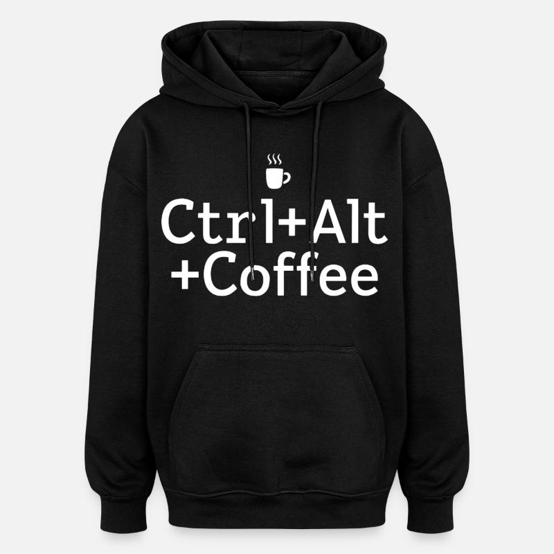 Kaffee-pause Ctrl-Alt-Café - Sweat à capuche oversize unisexe - noir