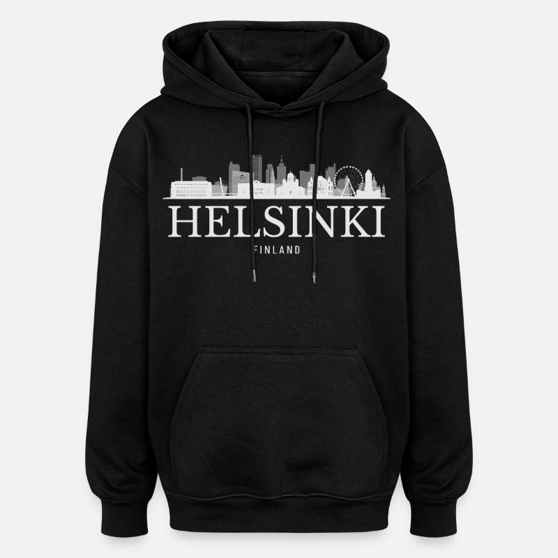 Helsinki Skyline, Helsinki, Finlande - Sweat à capuche oversize unisexe - noir
