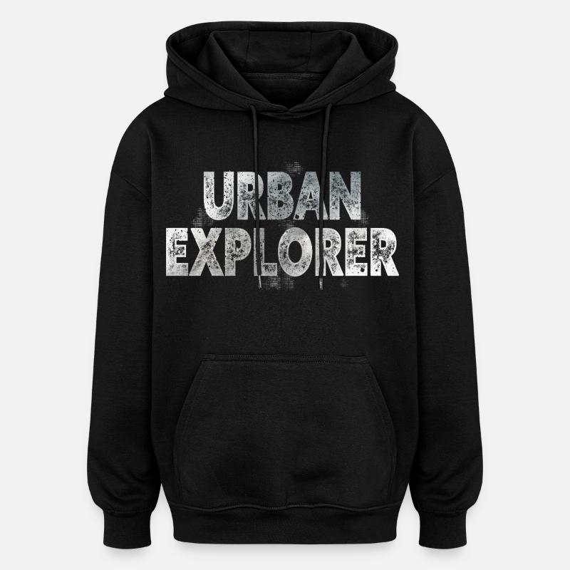 Explorateur urbain - Sweat à capuche oversize unisexe - noir