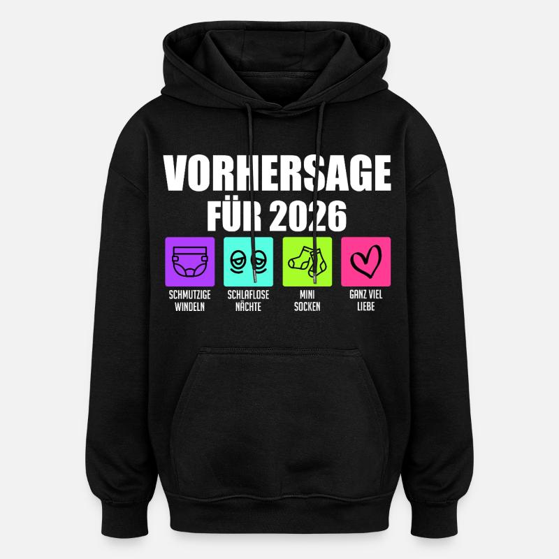 Bientôt maman PRÉDICTION 2026 Drôle - Sweat à capuche oversize unisexe - noir