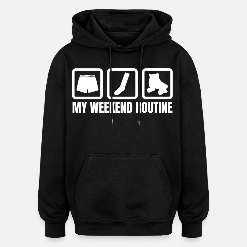 Ma routine du week-end - Sweat à capuche oversize unisexe - noir