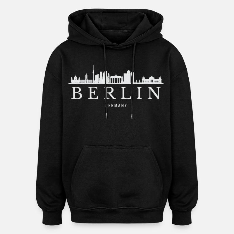 Berlin Skyline, Berlin Allemagne - Sweat à capuche oversize unisexe - noir