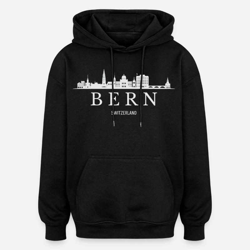 Silhouette de Berne, Berne Suisse - Sweat à capuche oversize unisexe - noir