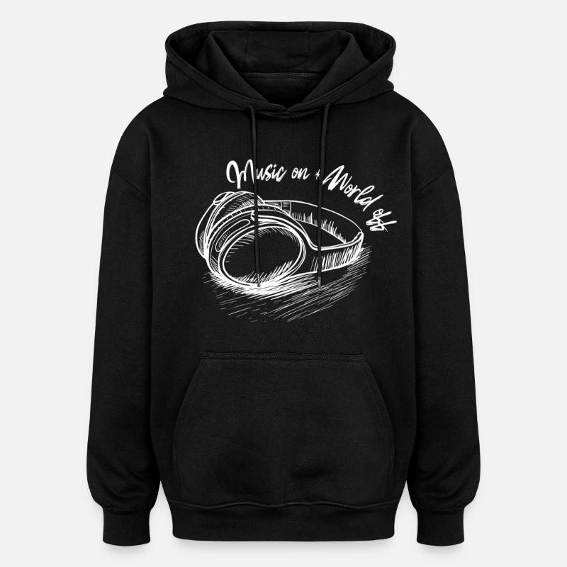 Musique activée - World Off - Sweat à capuche oversize unisexe - noir