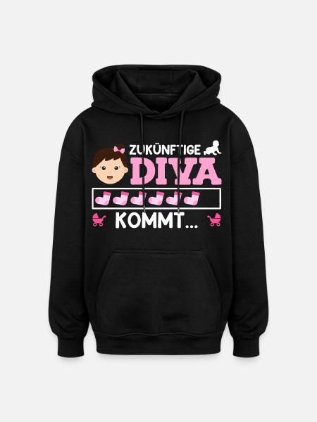 Bientôt Maman FUTURE DIVA ARRIVE Drôle - Sweat à capuche oversize unisexe - noir
