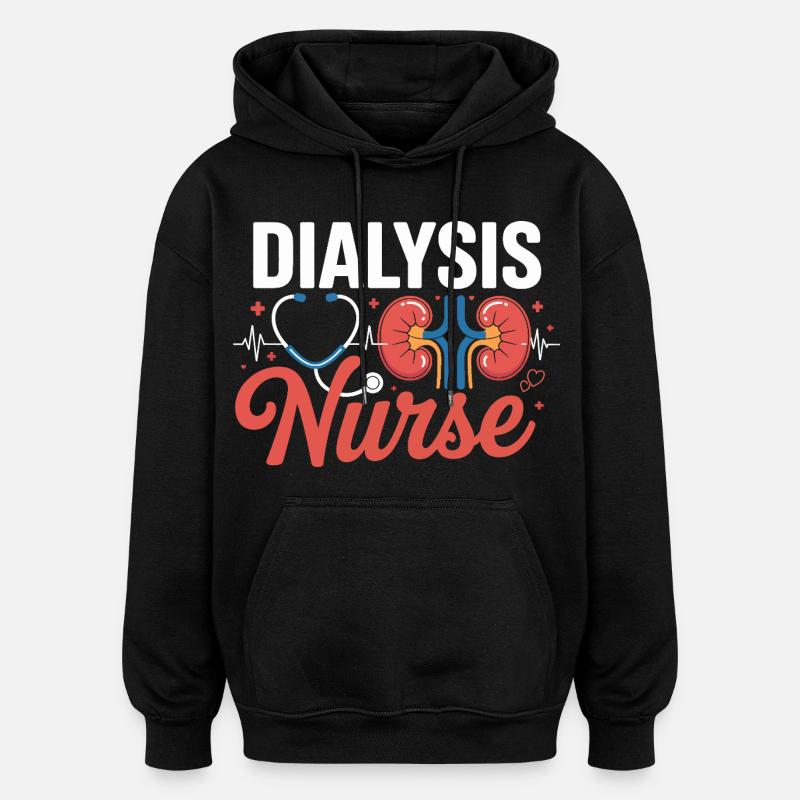 Motif d’infirmière en dialyse avec rein - Sweat à capuche oversize unisexe - noir
