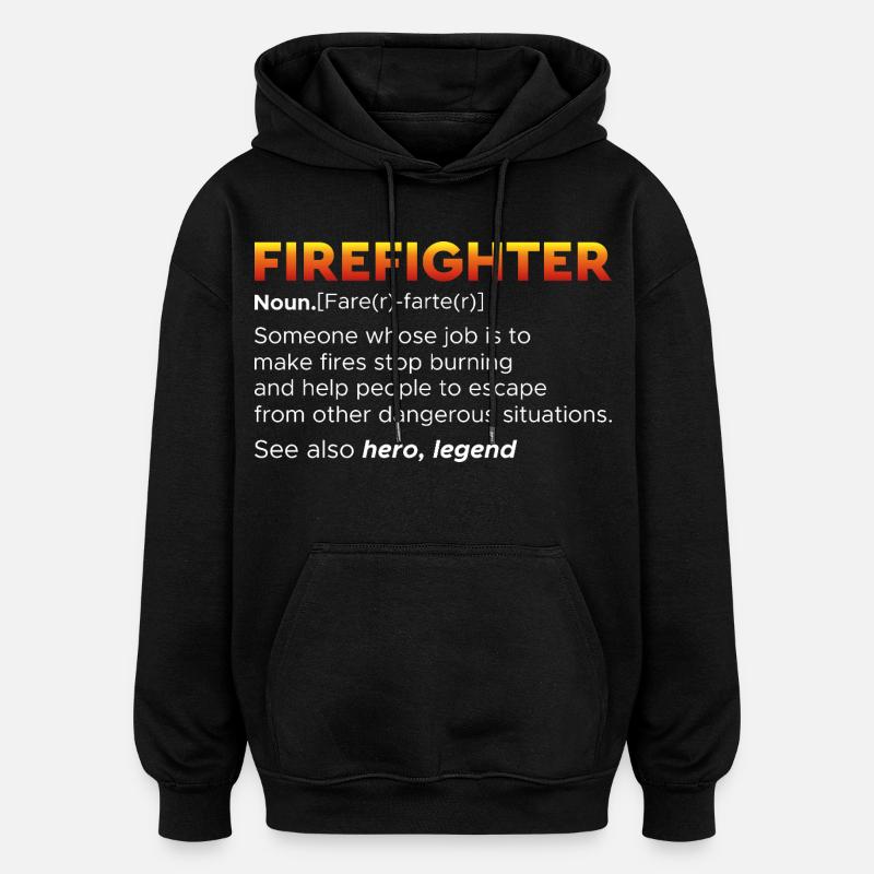 Pompiers - Sweat à capuche oversize unisexe - noir