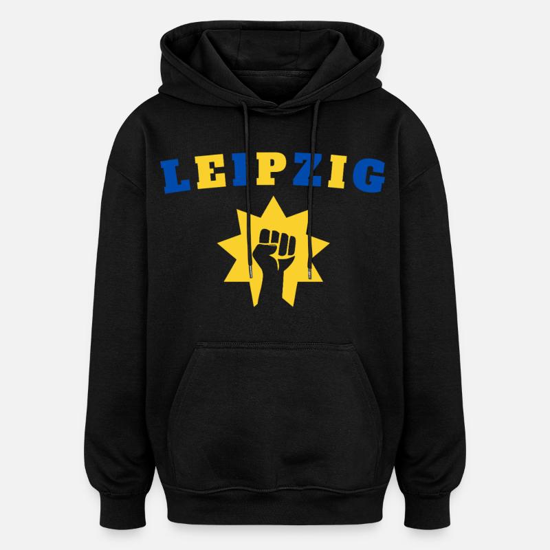 Leipzig - Sweat à capuche oversize unisexe - noir