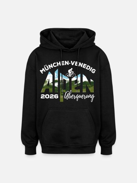 Alpenüberquerung 2026 München Venedig, Fahrrad - Oversized Unisex Hoodie - Schwarz