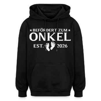 Befördert zum Onkel est. 2026 - Oversized Unisex Hoodie - Schwarz - Vorne - Noah (186cm)