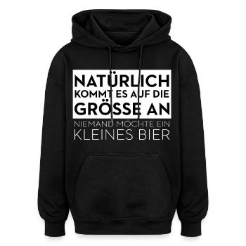 Bien sûr, cela dépend de la taille – la bière dit - Sweat à capuche oversize unisexe - noir - Devant - Noah (186cm)