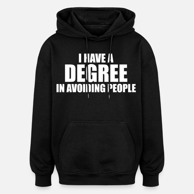Diplômé(e) en évitement des gens - Sweat à capuche oversize unisexe - noir