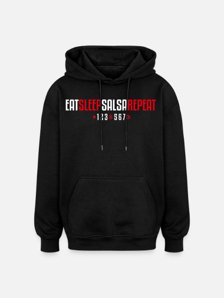 Eat Sleep Salsa Repeat – 123-567 - Oversized Unisex Hoodie - black